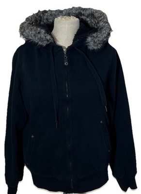 Green Tea Black Faux Fur Lined Size M Cotton Blend Women s Jacket