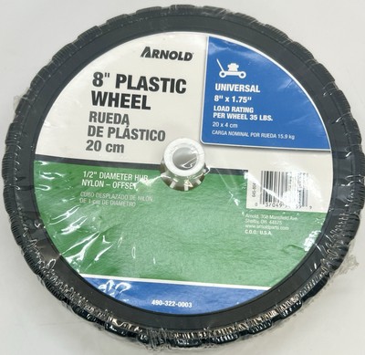 Arnold 8'' x 1.50''  Plastic 1/2'' Hub Lawn Mower Grill Plastic Wheel Universal