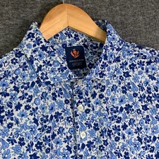 Donald Ross Floral Polo Men Extra Large Blue Short Sleeve Golf Performance