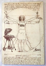 NEW Grill Master Cutting Chopping Board Vitruvian Man Da Vinci, Tempered Glass