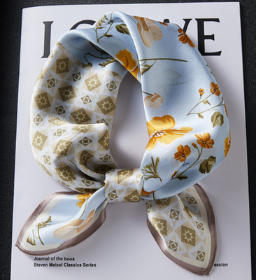 100% Silk Mulberry Scarf Shape Neckerchief 53X53cm Bandana floral Print Wrap new
