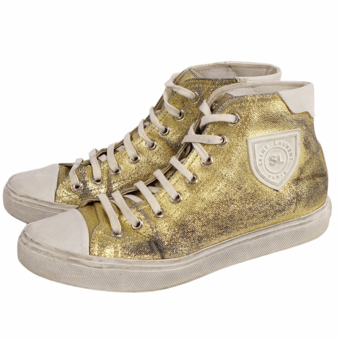 Sneakers Saint Laurent Paris taglio alto denim metallizzato BEDFORD top usate MOLO 0