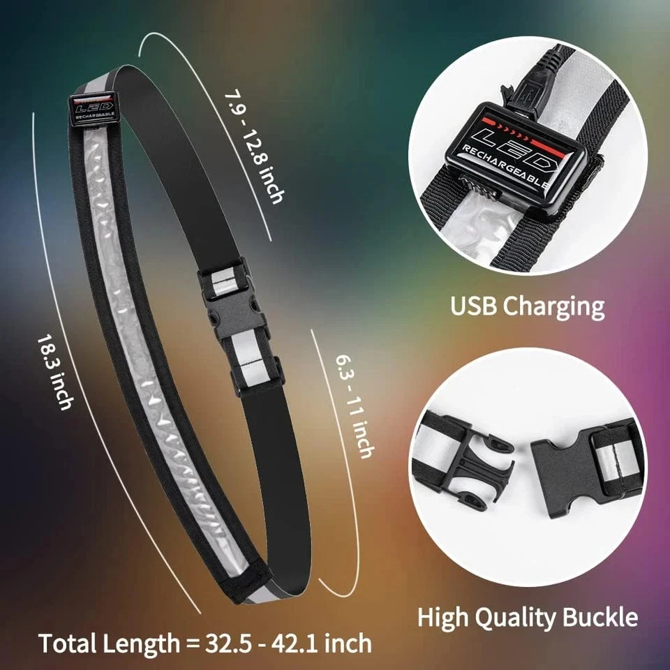 High Visibility LED Reflective Running Belt with USB Rechargeable Light - Image 4 of 4