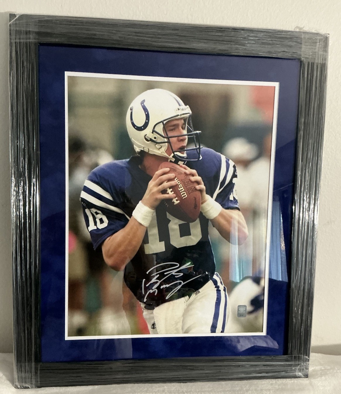 PEYTON MANNING SIGNED 16X20 IN  A 23X27 FRAME W/ SUEDE MATTING MANNING HOLO COA