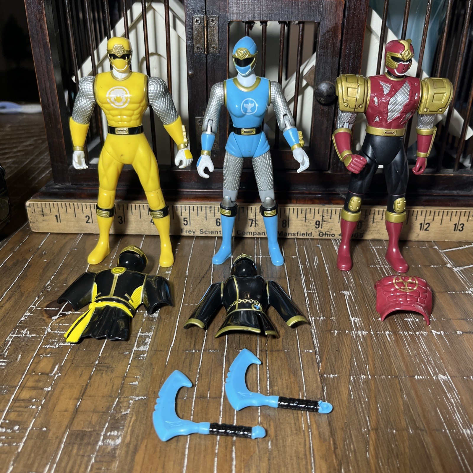 Power Rangers Ninja Storm Blue, Yellow Wind & Crimson Ninja Battle 2003 BanDai