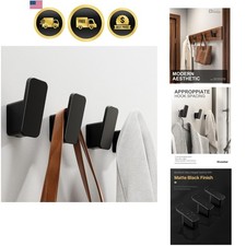 Matte Black Heavy Duty Wall Hooks 4 Pack for Bathroom Kitchen Closet