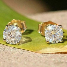 2.00 Ct Round Cut Natural Moissanite Stud Ear...