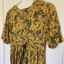 SALE! Amish Mennonite Dress 40” Bust/28” Waist Modest Handmade Zip Yellow Blue
