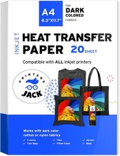 Printers Jack Iron-On Heat Transfer Paper for Dark 20 Sheets, For Fabric