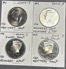 2004 P D S S Kennedy Half Dollar Year set Silver & Clad Proof & BU US 4 Coin lot