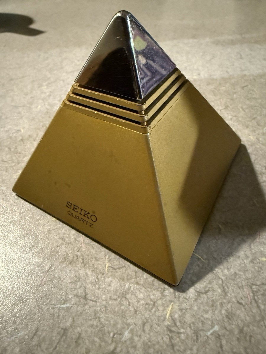 Vintage 1980's SEIKO PyramidTalk Alarm Clock Gold CHROME DA571G