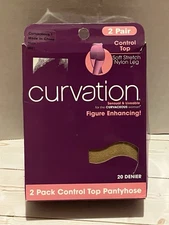 2 pair Curvation control top pantyhose Nude size Curvaceous 1 Style 3551
