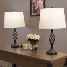 Spiral Cage Table Lamps - Set 2 Oil-Rubbed Bronze, Modern Farmhouse Style