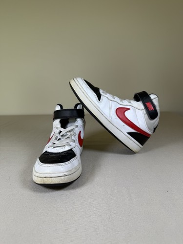 Nike Court Borough Turnschuhe Jugend Größe 2 weiß schwarz University Red CD7783-110