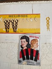 VINTAGE lot Hair Pins 40's 50's 5 Hump Hairpins and card of Hold-Bob Bobby Pins