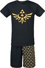 Nintendo Legend of Zelda Men's Shortama Nightwear Set Black Gold Small