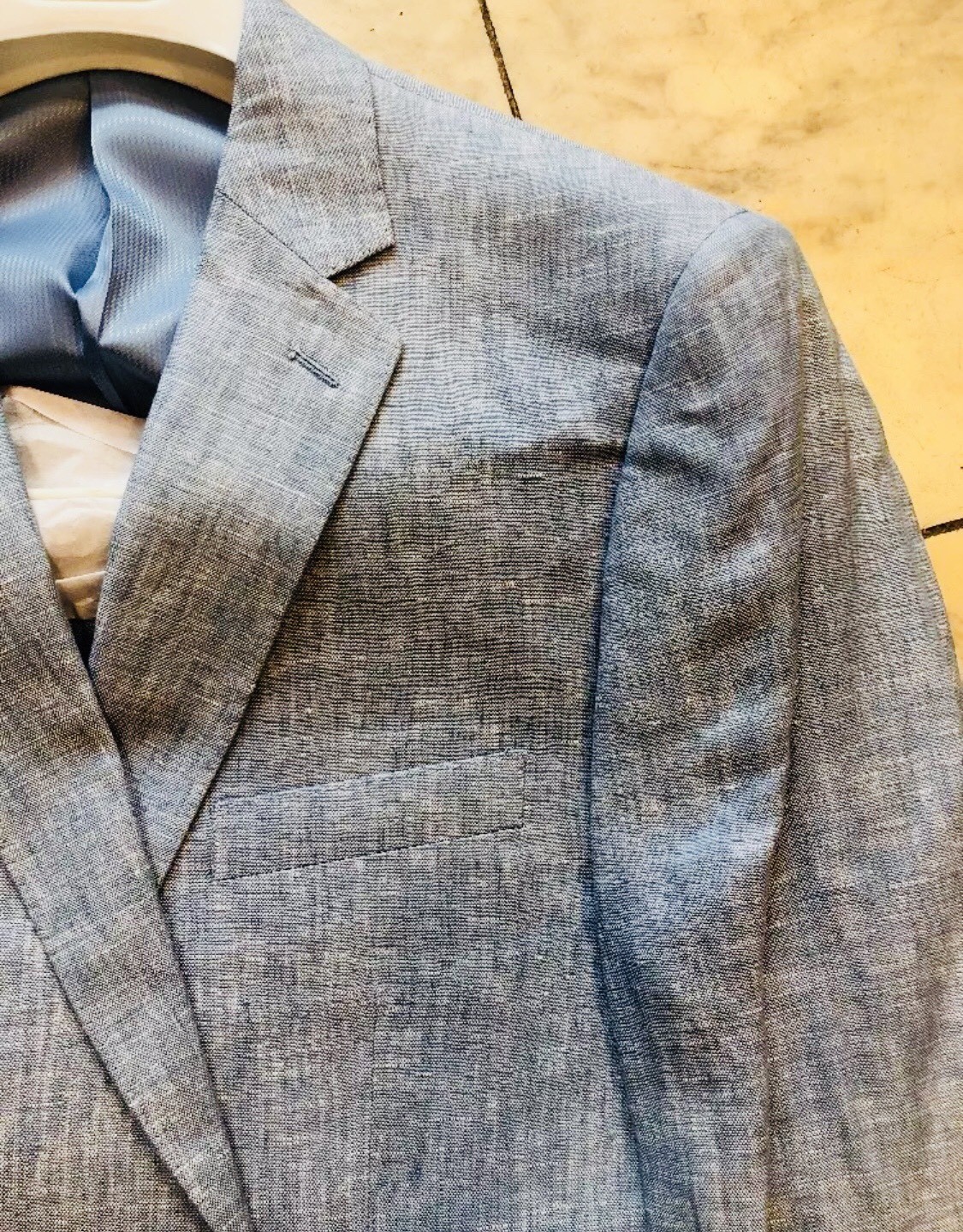 NWT APOLLO KING Classic Fit Men's 100% Linen Suit Lined bluee color 2BT Size 38R NWT APOLLO KING Classic Fit Men's 100% Linen Suit Lined bluee color 2BT Size 38R