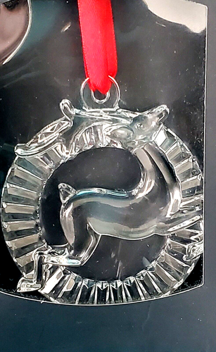 OREFFORS CLEAR LEAD CRYSTAL, DEER IN CIRCLE CHRISTMAS ORNAMENT - Picture 5 of 5