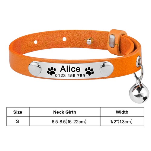 Schwarzes personalisiertes Katzenhalsband mit Glocke graviertes Namensschild Kätzchen Sicherheitsfreigabe - Bild 2 von 16