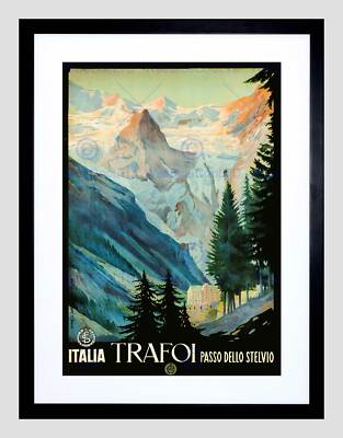 TRAVEL TRAFOI ITALY ALPINE RESORT MOUNTAIN VALLEY PINE TREE ART PRINT B12X6550