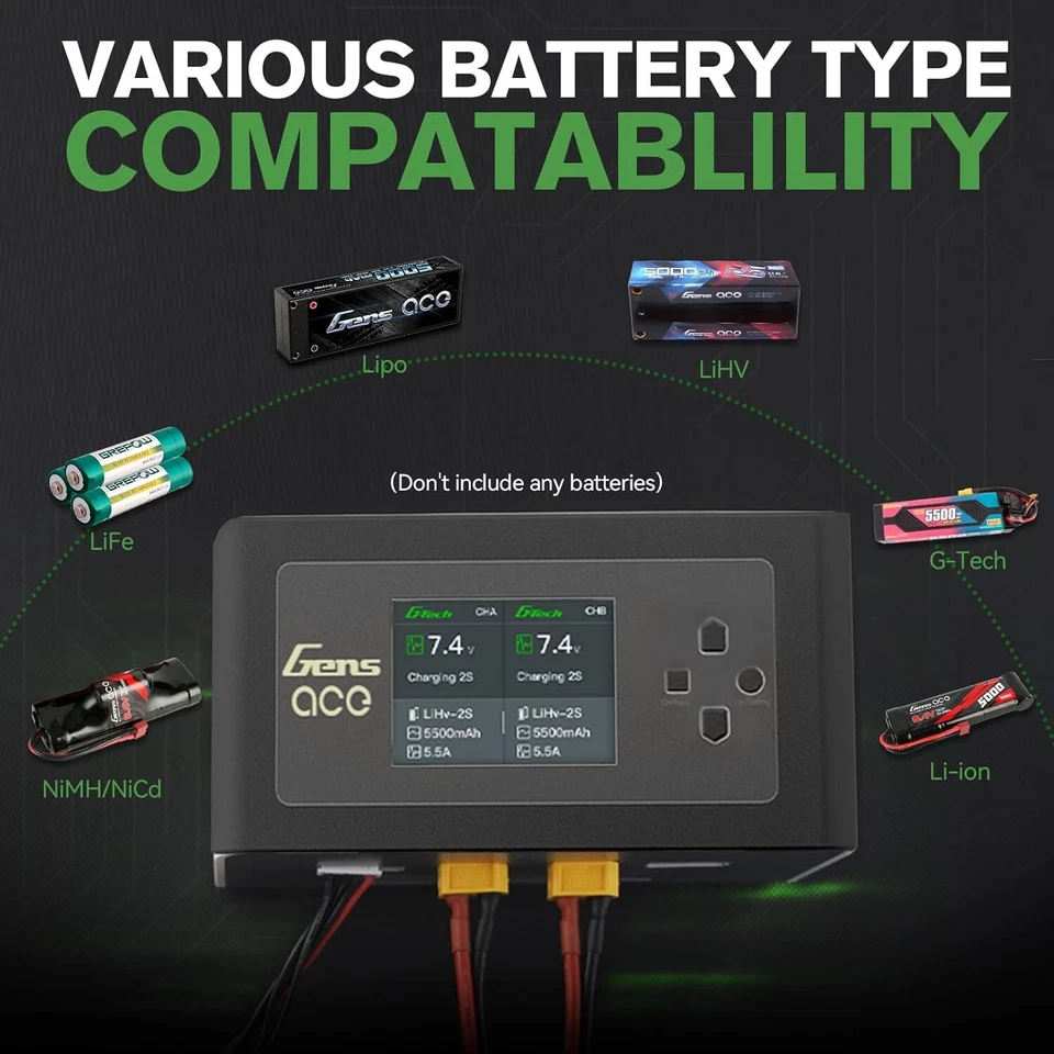 Gens Ace IMARS D300 G-Tech Channel AC/DC 300W/700W RC Battery Charger-US Black - Image 3 of 4