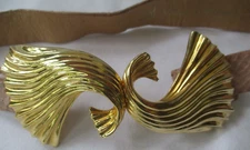 MORRIS MOSCOWITZ GENUINE REPTILE LEATHER BELT W/GOLD TONE ACCESSOCRAFT BUCKLE