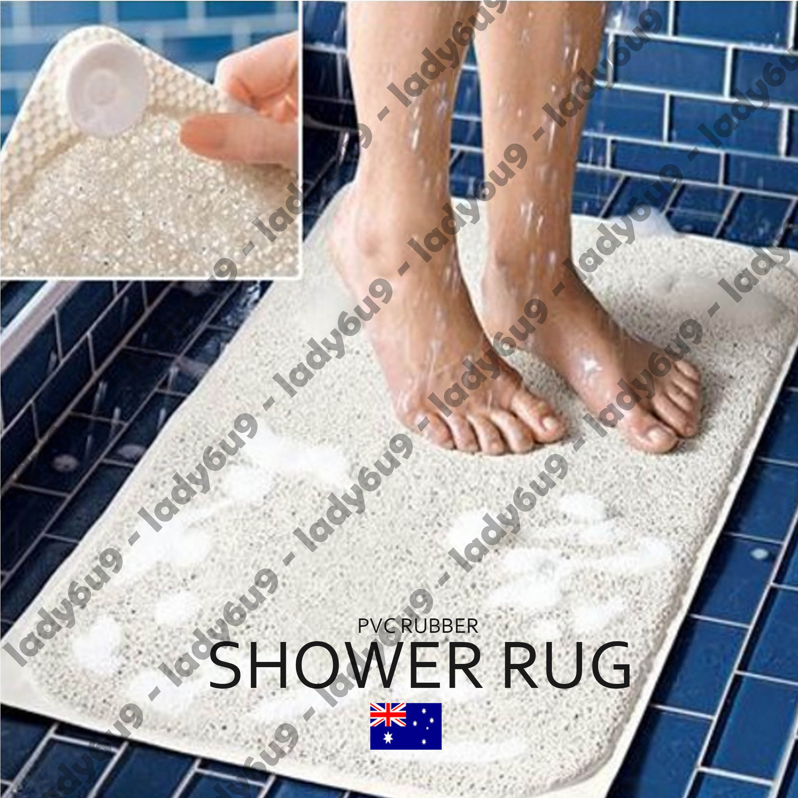 Anti Slip Loofah Shower Rug Bathroom Bath Mat Carpet Water Drains Non
