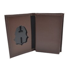Perfect Fit DEA Agent Badge Case Brown Leather Double ID Wallet Federal Police
