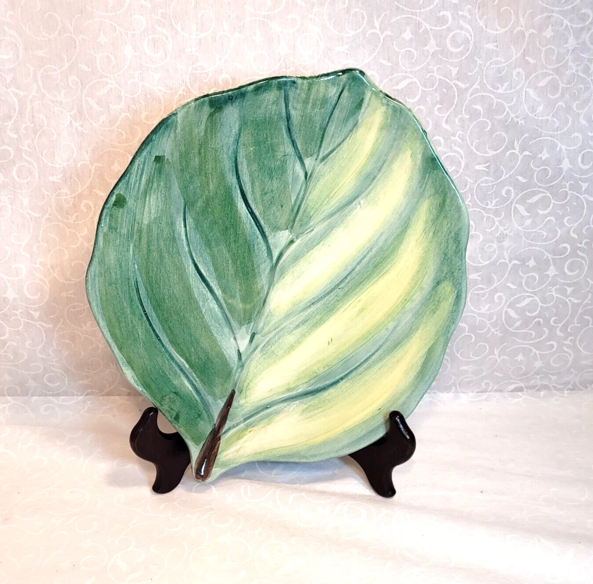 Hand Painted Leaf Shaped Plate 10.5