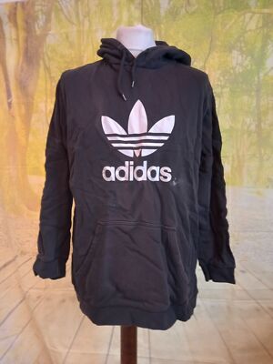 Adidas Trefoil Black Spell Out Logo Cotton Blend Hoodie. UK Herren Gr. Large