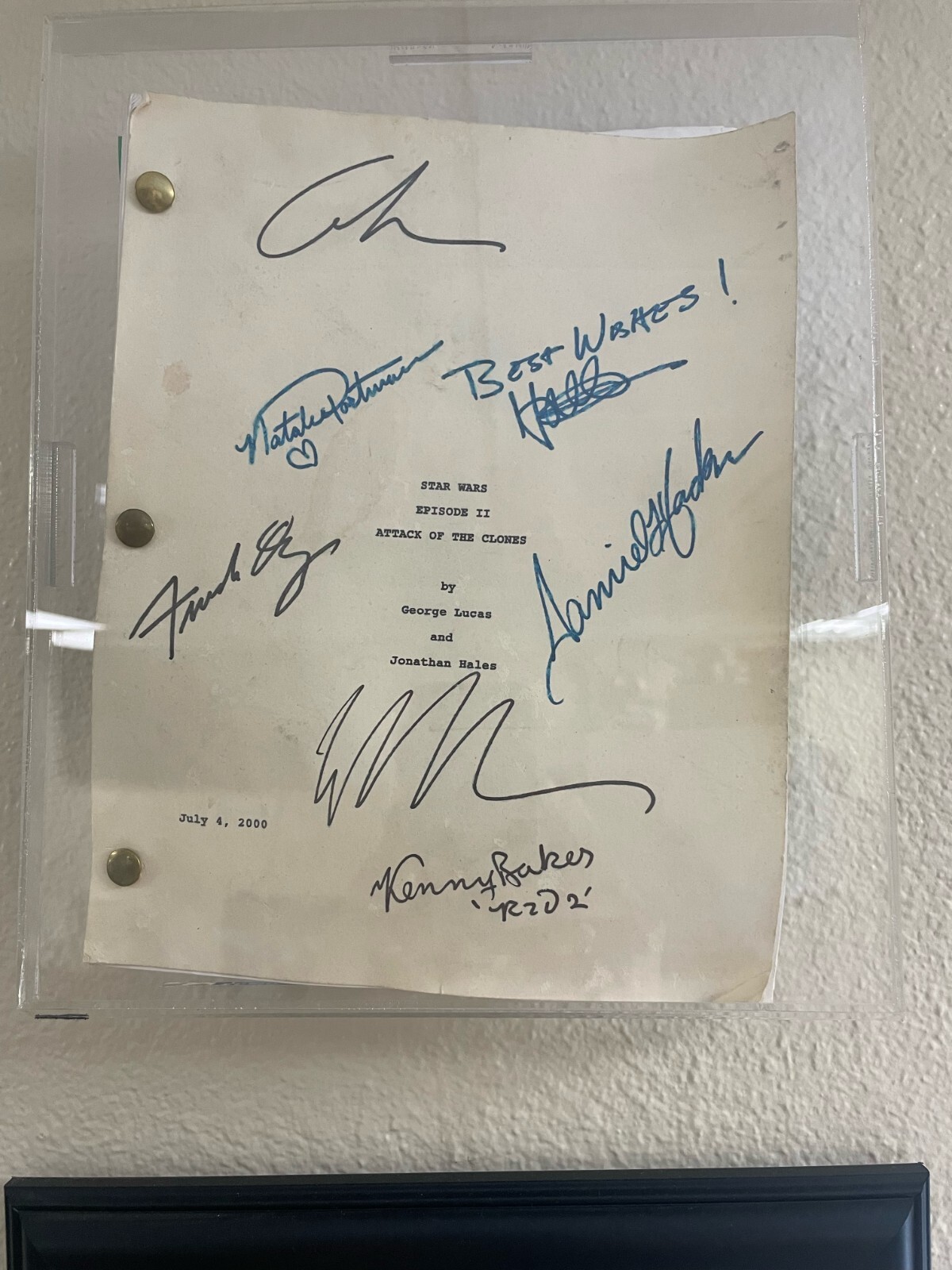 Attack of Clones Cast signed Script