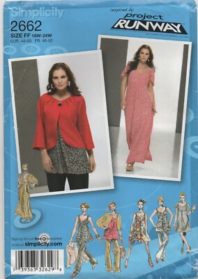 Simplicity Schnittmuster 2662 Project Runway Kleid Top Hose Jacke 18W - 24W