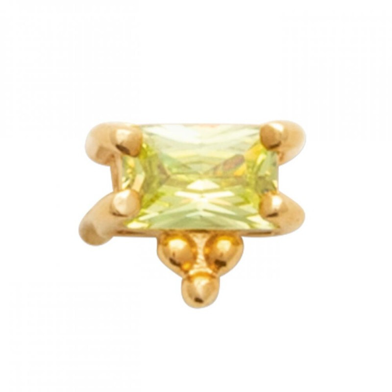 Piercing titane hélix or 18 carats et zirconium vert pour femme