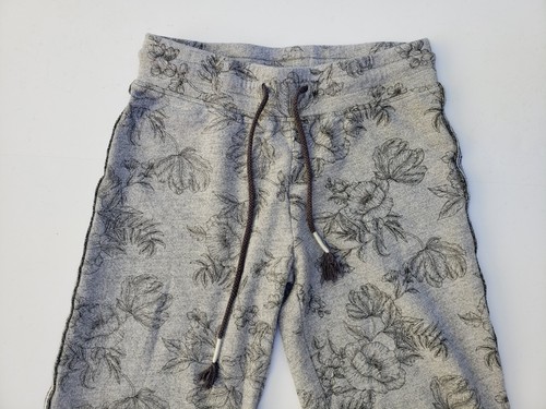 Mod O Doc Womens Wide Leg Cropped Lounge Pants XS Gray French Terry Floral Sweat - Picture 2 of 7