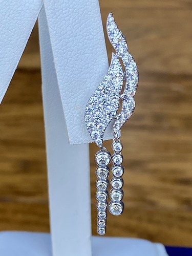 Hearts On Fire 3.1ct Diamond Ear Climber Drop Earrings Pristine $19k Est Papers - Picture 12 of 23