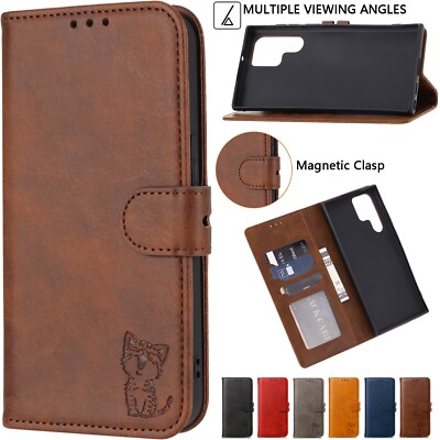 For Samsung Galaxy S26 S25 S24 S23 Ultra S22 S21+FE PU Leather Stand Wallet Case