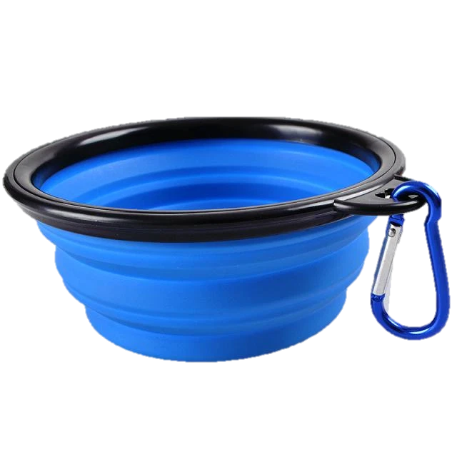 1 Collapsible Travel Dog Food Water Bowls BPA Lead Free Carbiner Red Blue Green - Image 2 of 4