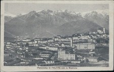p883 cartolina panorama di feltre con la stazione provincia di belluno veneto