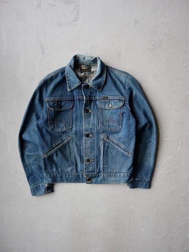 Vintage 70s Wrangler 124MJ Black Tag Denim Jacket Made in USA Band Patches - Picture 2 of 9