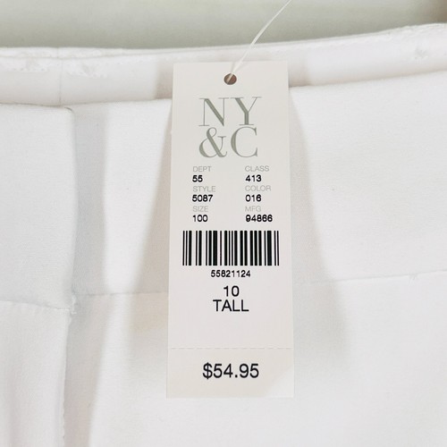 NEW NY and Co Dress Pants 10 Tall Long White Ponte Stretch Bootcut Signature Fit - Picture 9 of 11