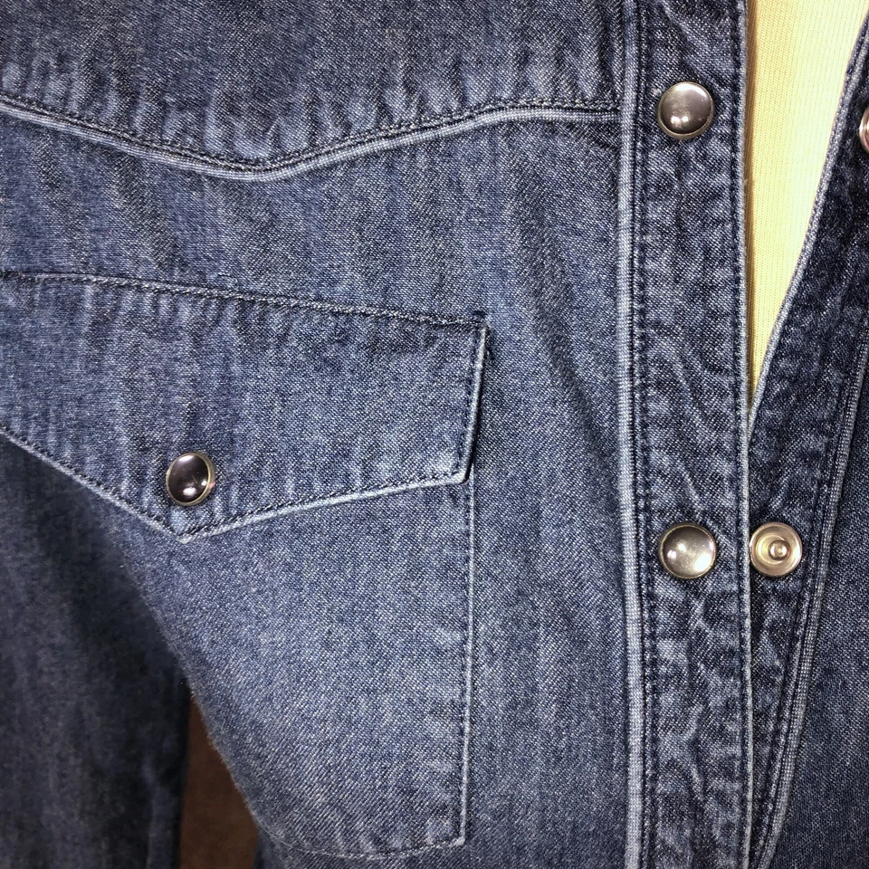 Vestido camisero con cinturón manga larga a presión occidental vaquero usado en excelente estado The Limited Foto 3 de 4