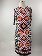 Eliza J Nordstrom Black Pink Mod Geo Shift Dress Stretch 4 Excellent