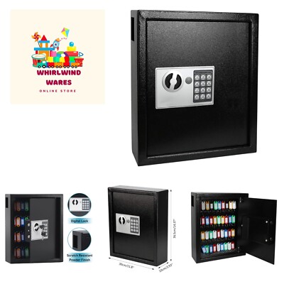 Electronic 40 Keys Cabinet Wall Mount,Digital Key Safe Lock Box,Large Securit...