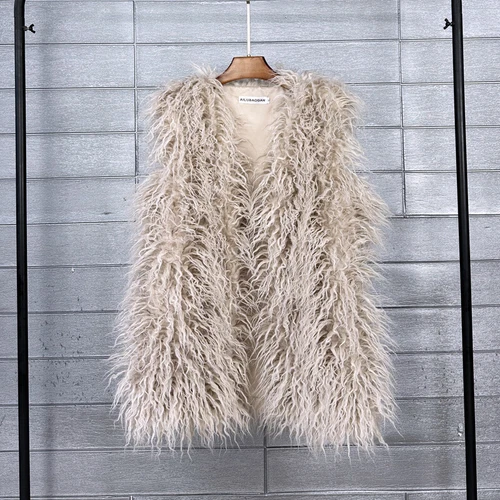 Mujeres Talla Grande Imitación Lana Piel Largo Imitación Skeep Piel Invierno Chaleco Cálido - Imagen 22 de 43