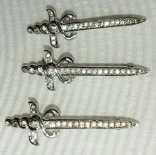 3 Vintage Signed Crown Trifari Alfred Philippe Sword Dagger Scepter BROOCH PIN
