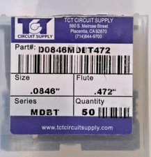 TCT REPOINTED DRILLS MDBT 2.15MM 0.0846" DIA 0.472" FLUTE (LOT OF 50)