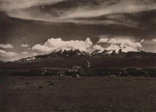 Sajama village, 14,500 feet above sea level. Bolivia 1928 old vintage print
