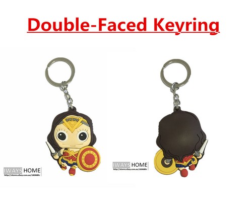 Superman Batman Wonder Woman Thor Double-faced Key Ring Chain CARTOON Kids Movie - Picture 4 of 13