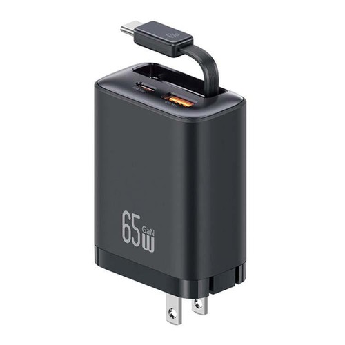 USAMS CC300 65W Fast Charger With Retractable USB-C / Type-C Cable, US Plug. - 第 12/13 張圖片