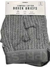 NWT EXPRESS Comfort Cotton Boxer Briefs Sz XL Gray Stripes E1